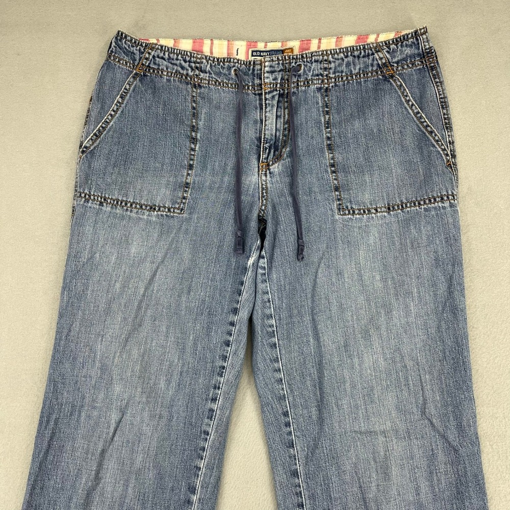Old Navy Blue Jeans Womens 10 Blue Wide Leg Drawstring Low Rise Denim Pants - Picture 2 of 14